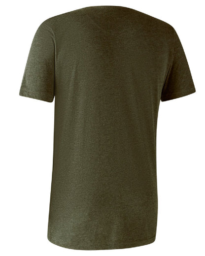 Adventure Green Melange coloured Deerhunter Basic 2-Pack T-Shirt on white background #colour_adventure-green-melange