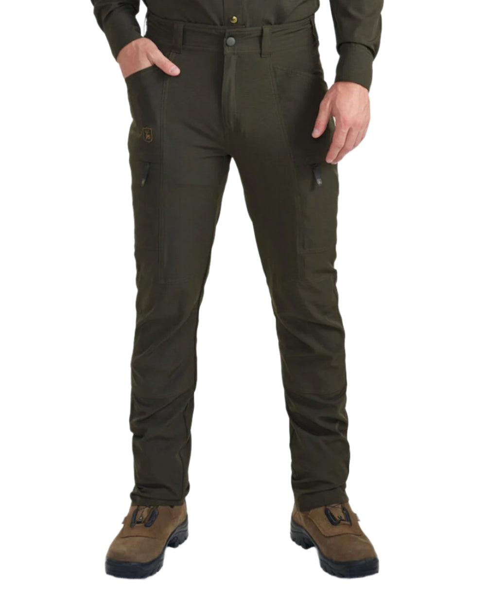 Forest Green coloured Deerhunter Canopy Trousers on white background #colour_forest-green