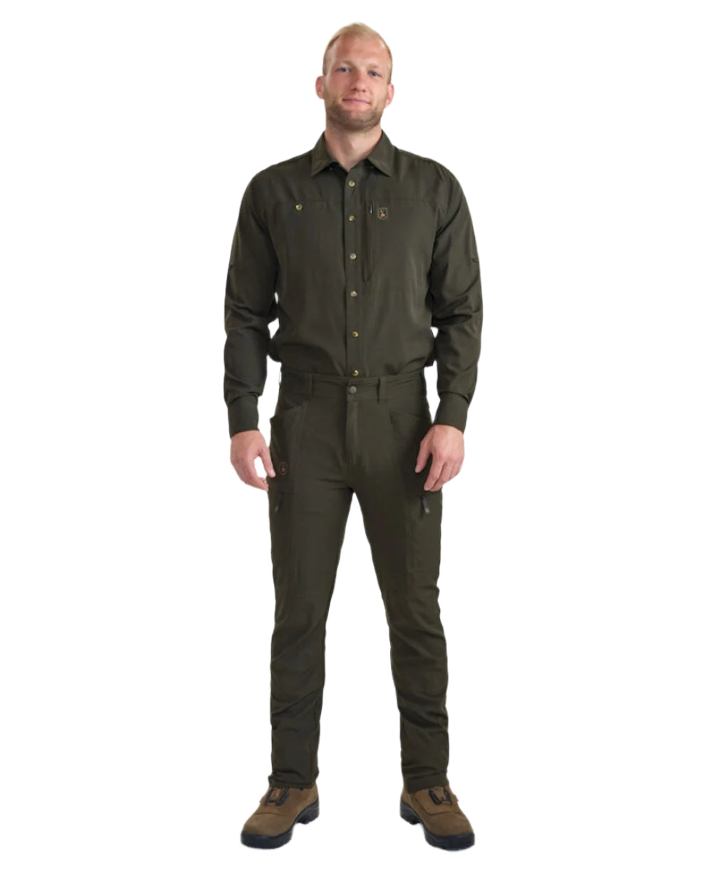 Forest Green coloured Deerhunter Canopy Trousers on white background #colour_forest-green