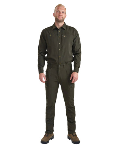 Forest Green coloured Deerhunter Canopy Trousers on white background #colour_forest-green