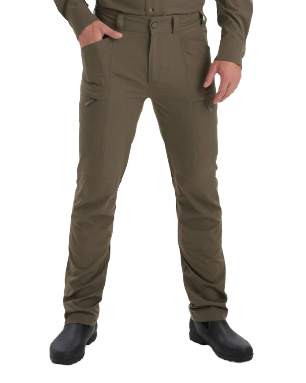 Stone Grey coloured Deerhunter Canopy Trousers on white background #colour_stone-grey