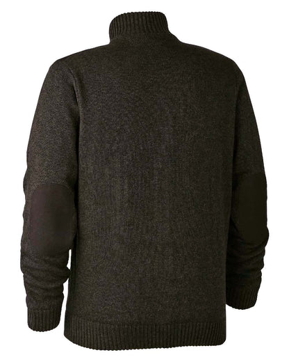 Dark Elm Melange coloured Deerhunter Carlisle Knit Cardigan With Stormliner on white background #colour_dark-elm