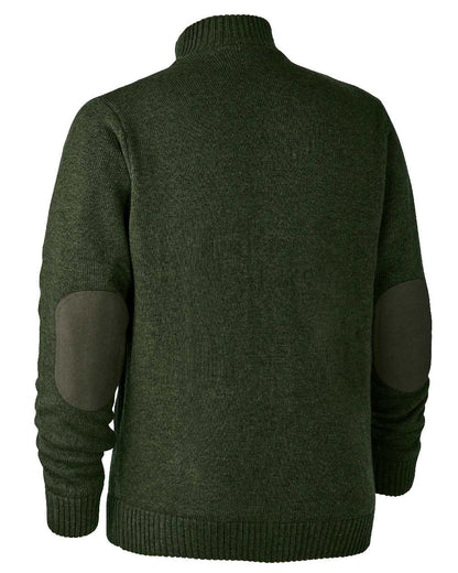 Green Melange coloured Deerhunter Carlisle Knit Cardigan With Stormliner on white background #colour_green-melange