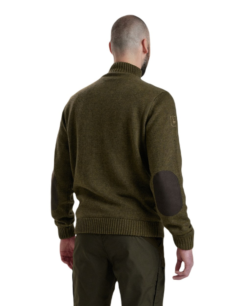 Cypress coloured Deerhunter Carlisle Knit with Stormliner Zip Neck Sweater on white background #colour_cypress