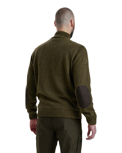 Cypress coloured Deerhunter Carlisle Knit with Stormliner Zip Neck Sweater on white background #colour_cypress