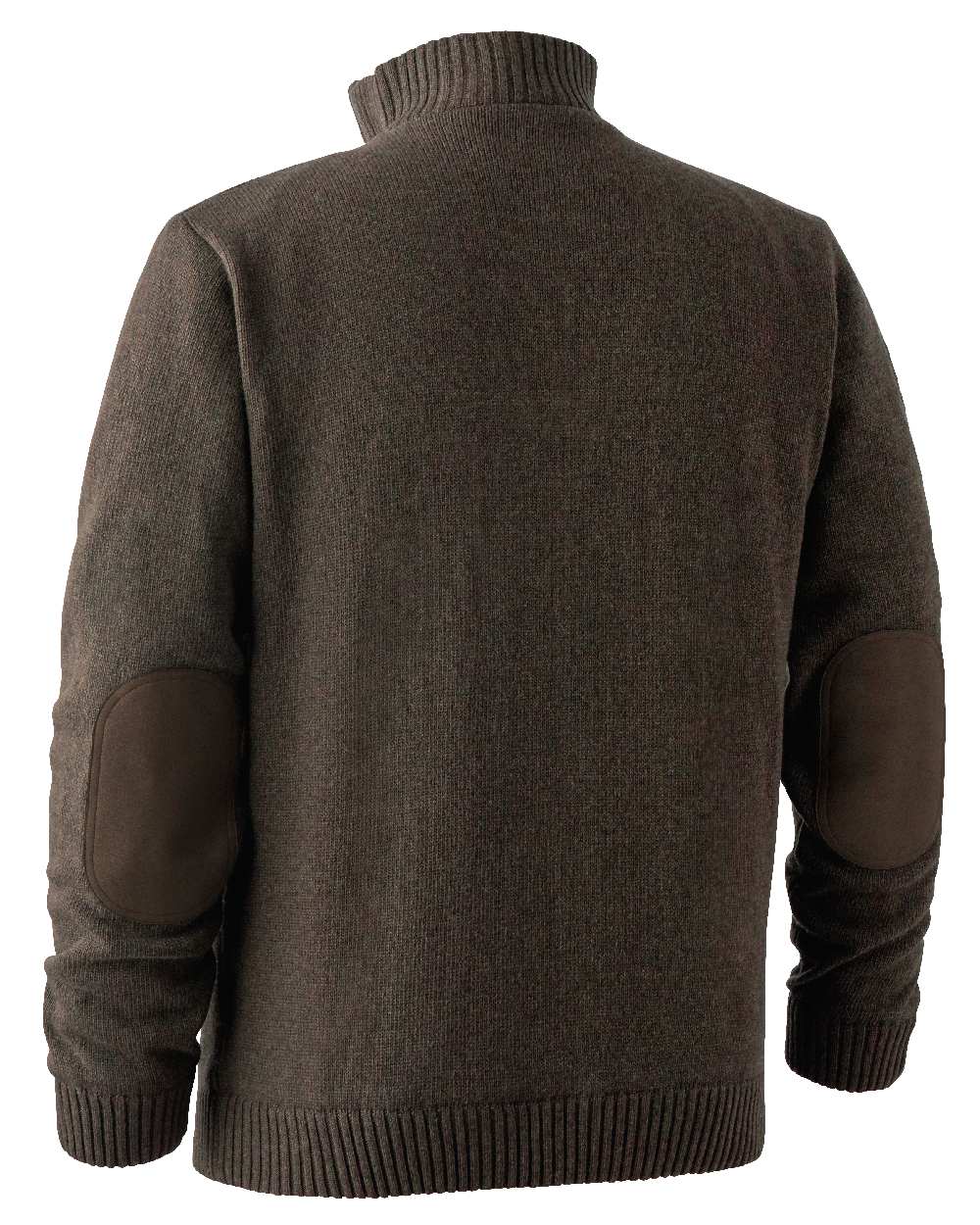 Dark Elm coloured Deerhunter Carlisle Knit with Stormliner Zip Neck Sweater on white background #colour_dark-elm