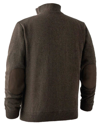 Dark Elm coloured Deerhunter Carlisle Knit with Stormliner Zip Neck Sweater on white background #colour_dark-elm