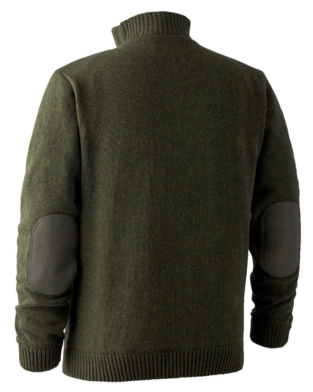 Green Melange coloured Deerhunter Carlisle Knit with Stormliner Zip Neck Sweater on white background #colour_green-melange