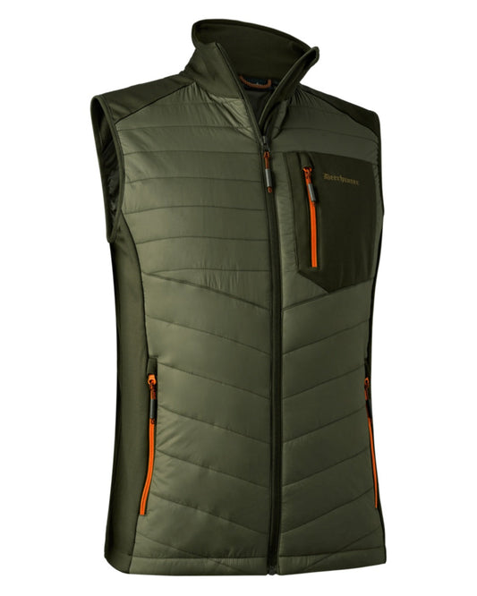 Forest Green coloured Deerhunter Chamois Padded Waistcoat on white background #colour_forest-green