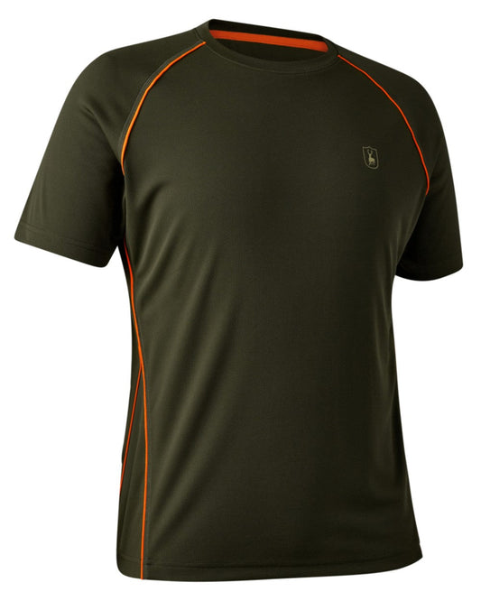 Forest Green coloured Deerhunter Chamois Short Sleeve T-Shirt on white background #colour_forest-green