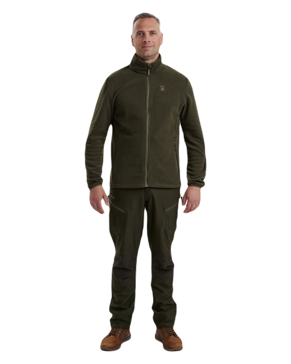Beluga coloured Deerhunter Chasse Fleece Jacket on white background #colour_beluga