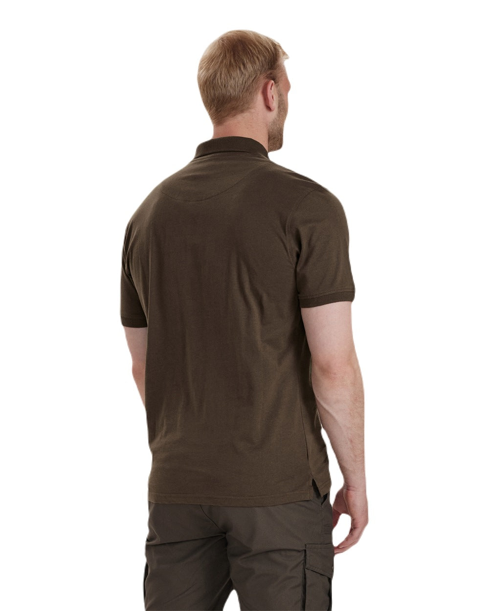 Brown Leaf coloured Deerhunter Christian Polo Shirt on white background #colour_brown-leaf