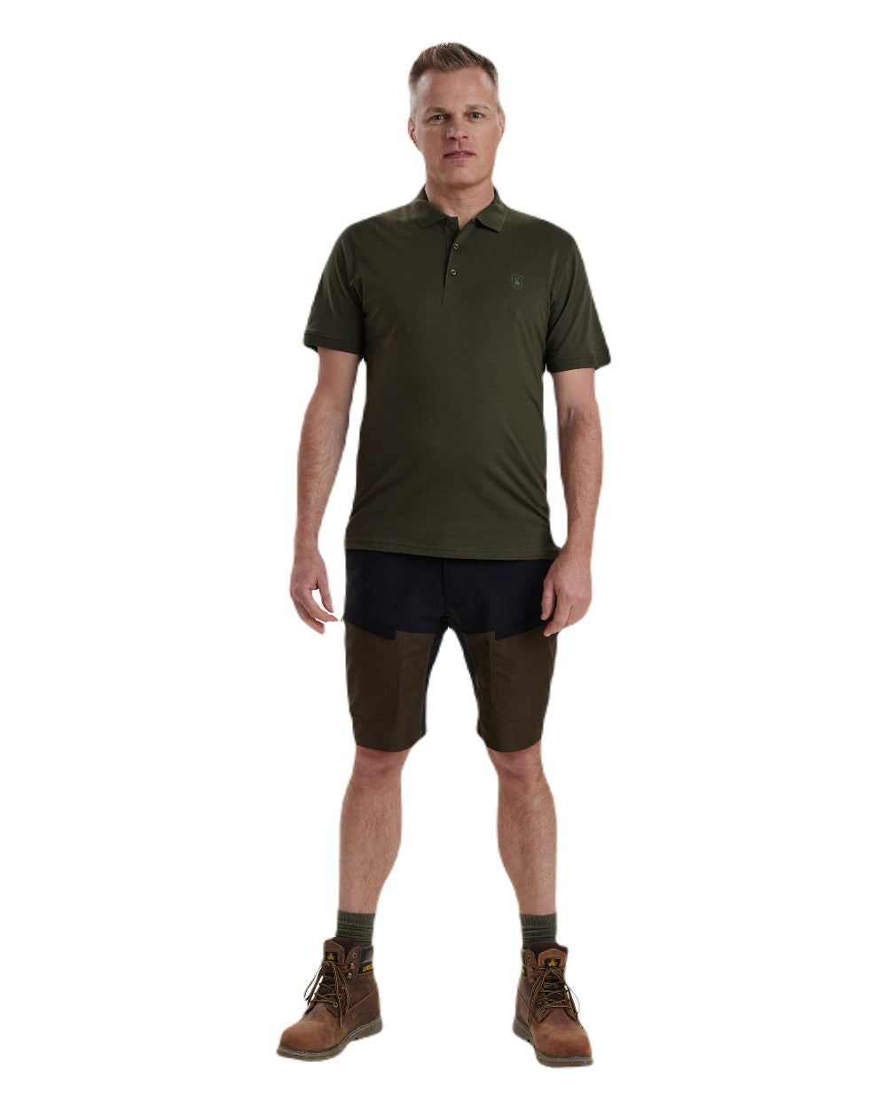 Green coloured Deerhunter Christian Polo Shirt on white background #colour_green