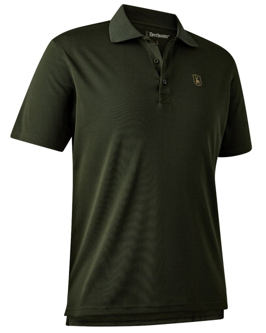 Forest Ember coloured Deerhunter Climate Polo Shirt with 37.5® Technology on white background #colour_forest-ember