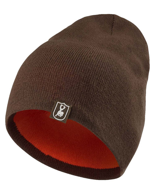 Orange Green coloured Deerhunter Cumberland Reversible Beanie on white background #colour_orange-green