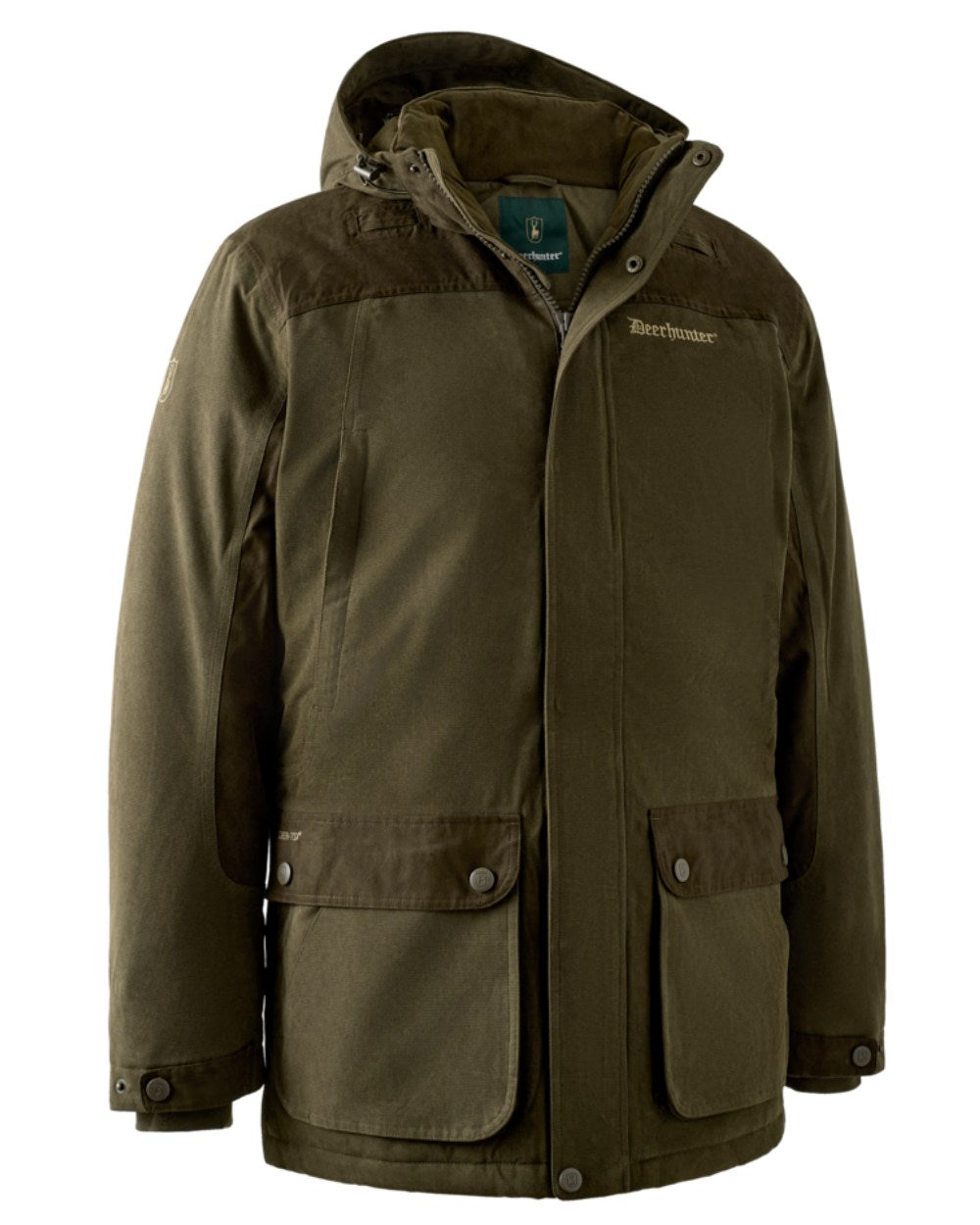 Tarmac Green Coloured Deerhunter Eagle Winter Jacket On A White Background #colour_tarmac-green