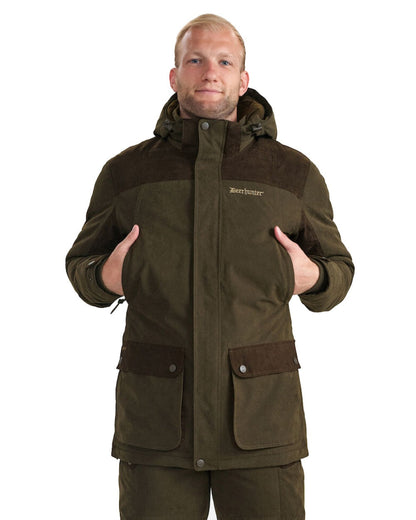 Tarmac Green Coloured Deerhunter Eagle Winter Jacket On A White Background #colour_tarmac-green