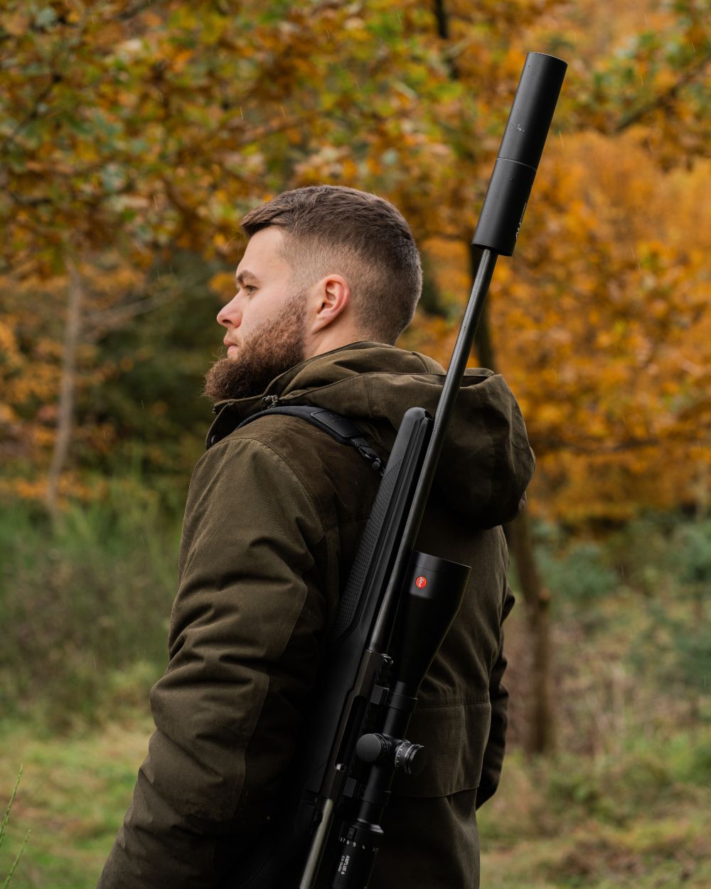 Tarmac Green Coloured Deerhunter Eagle Winter Jacket On A Forest Background #colour_tarmac-green
