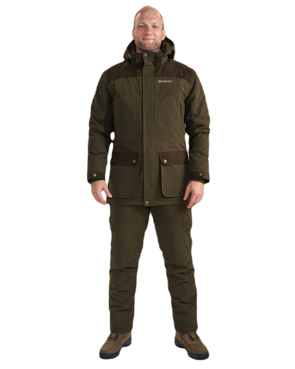 Tarmac Green Coloured Deerhunter Eagle Winter Jacket On A White Background #colour_tarmac-green