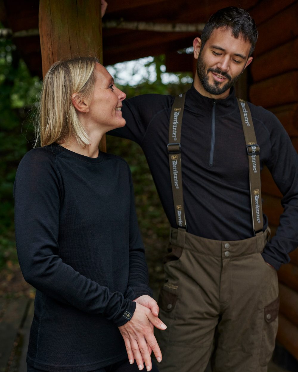 Tarmac Green Coloured Deerhunter Eagle Winter Trousers On A Forest Background #colour_tarmac-green