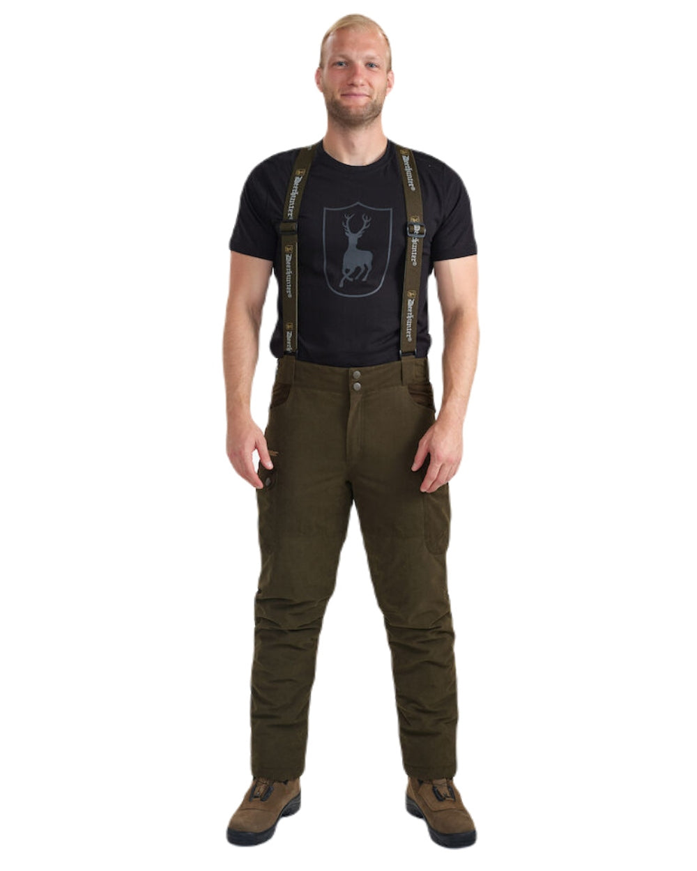 Tarmac Green Coloured Deerhunter Eagle Winter Trousers On A White Background #colour_tarmac-green