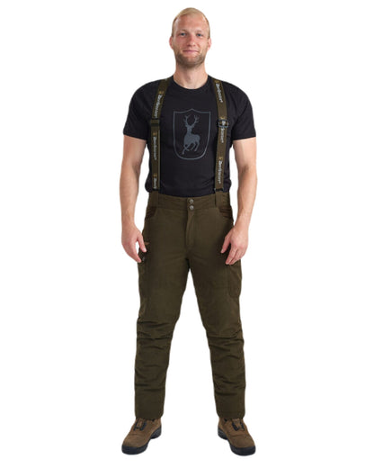 Tarmac Green Coloured Deerhunter Eagle Winter Trousers On A White Background #colour_tarmac-green