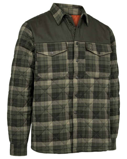 Green Check coloured Deerhunter Elbert Padded Shirt Jacket on white background #colour_green-check