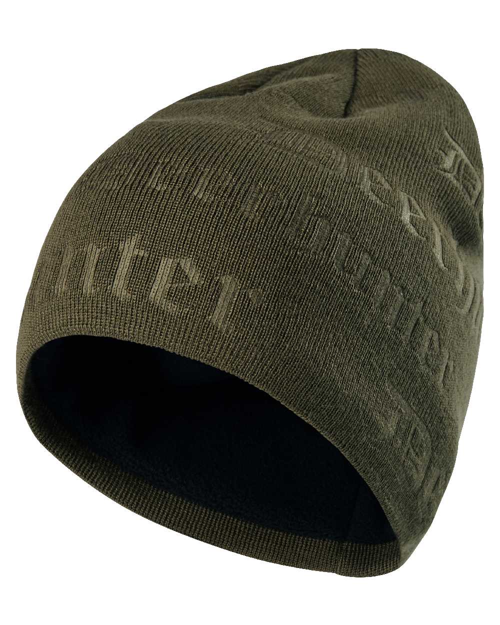 Tarmac Green coloured Deerhunter Embossed Logo Beanie on white background #colour_tarmac-green