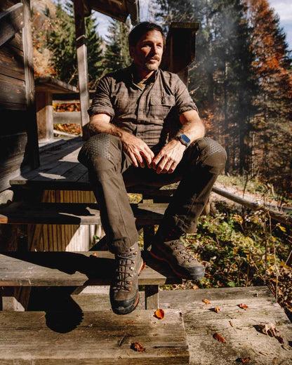 Green Check coloured Deerhunter Eric Shirt on forest background #colour_green-check