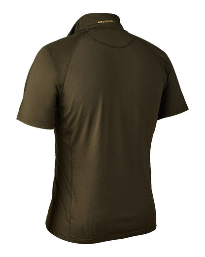 Art Green coloured Deerhunter Excape Insulated T-Shirt with Zip-Neck on white background #colour_art-green