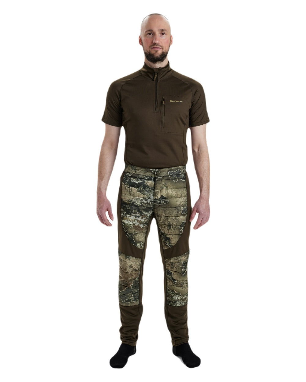 Realtree Excape coloured Deerhunter Excape Quilted Trousers on white background #colour_realtree-excape