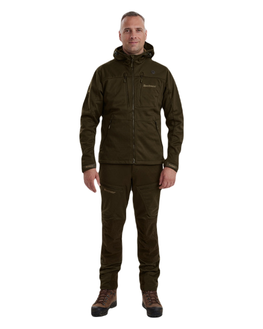 Art Green coloured Deerhunter Excape Softshell Jacket on white background #colour_art-green