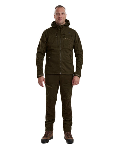 Art Green coloured Deerhunter Excape Softshell Jacket on white background #colour_art-green