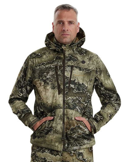 Realtree Excape coloured Deerhunter Excape Softshell Jacket on white background #colour_realtree-excape