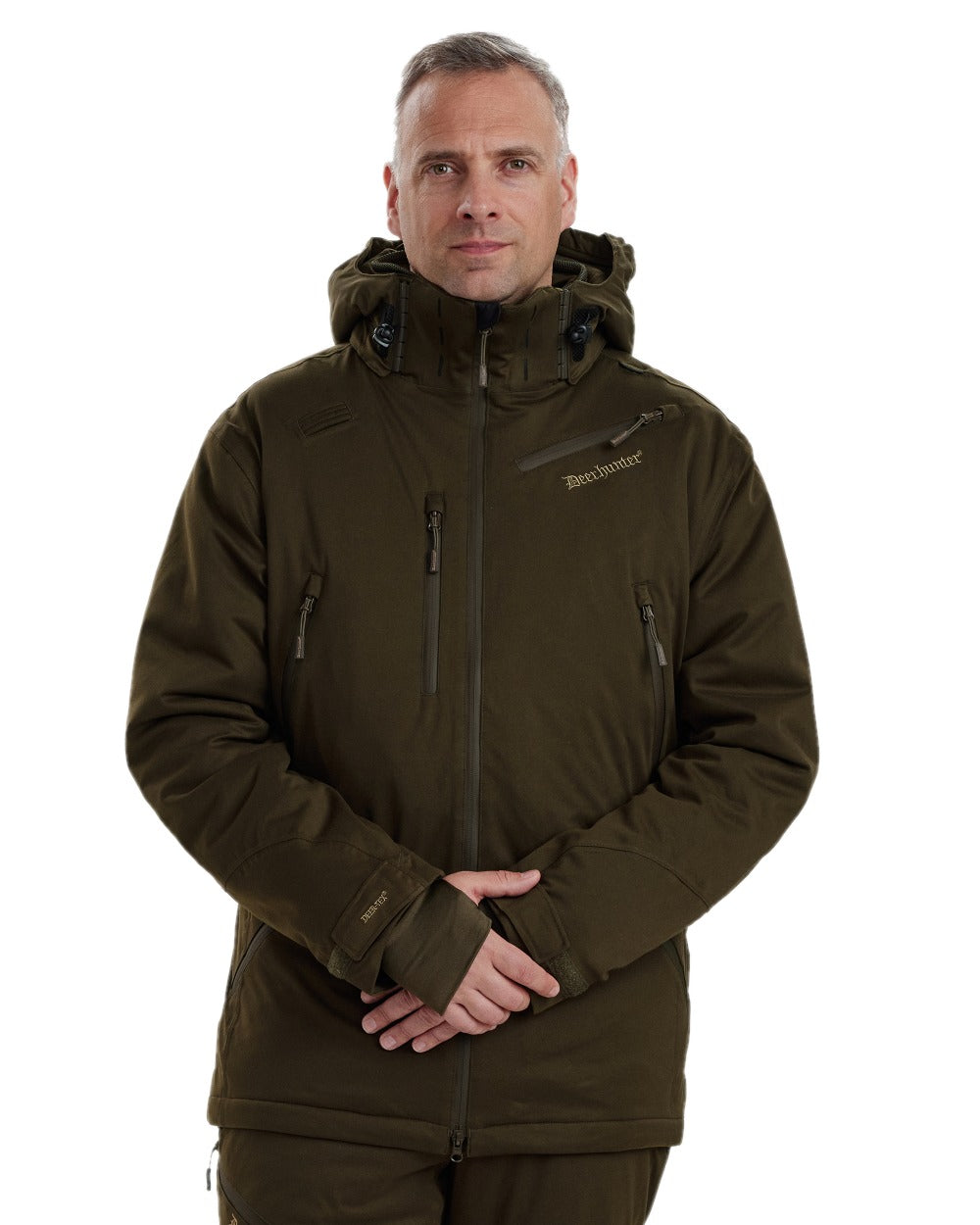 Art Green coloured Deerhunter Excape Winter Waterproof Jacket on white background #colour_art-green