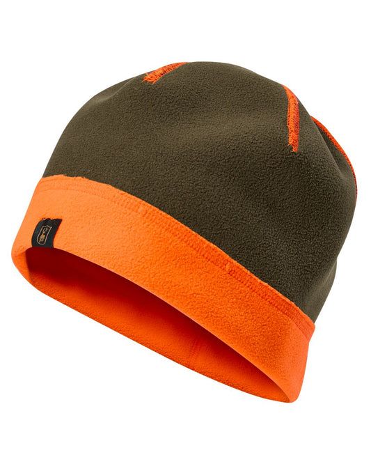Orange coloured Deerhunter Fleece Beanie on white background #colour_orange
