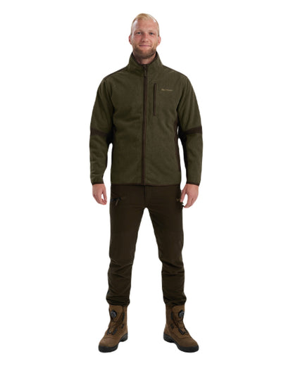 Graphite Green coloured Deerhunter Gamekeeper Bonded Fleece Jacket on white background #colour_graphite-green