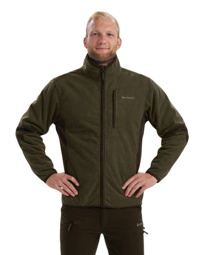 Graphite Green coloured Deerhunter Gamekeeper Bonded Fleece Jacket on white background #colour_graphite-green