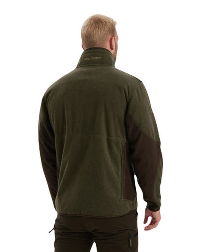 Graphite Green coloured Deerhunter Gamekeeper Bonded Fleece Jacket on white background #colour_graphite-green