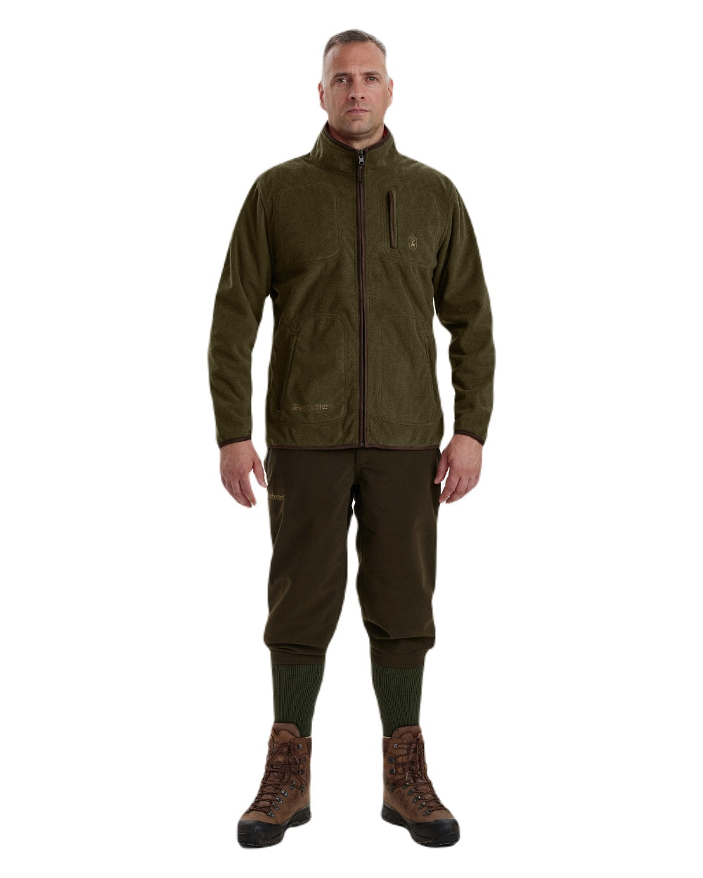 Canteen Orange coloured Deerhunter Gamekeeper Reversible Bonded Fleece Jacket on white background #colour_canteen-orange