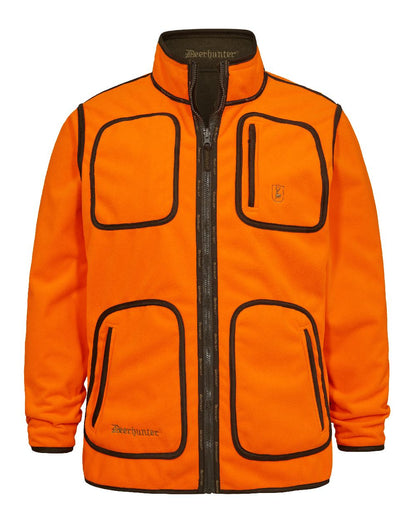 Canteen Orange coloured Deerhunter Gamekeeper Reversible Bonded Fleece Jacket on white background #colour_canteen-orange