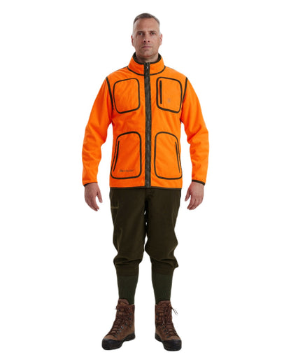 Canteen Orange coloured Deerhunter Gamekeeper Reversible Bonded Fleece Jacket on white background #colour_canteen-orange