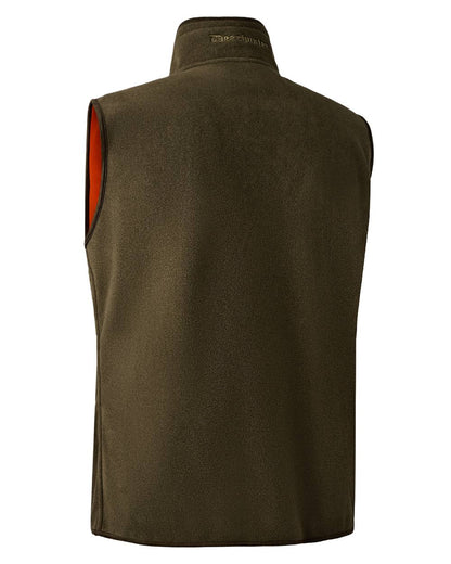 Safety Orange coloured Deerhunter Gamekeeper Reversible Fleece Waistcoat on white background #colour_safety-orange
