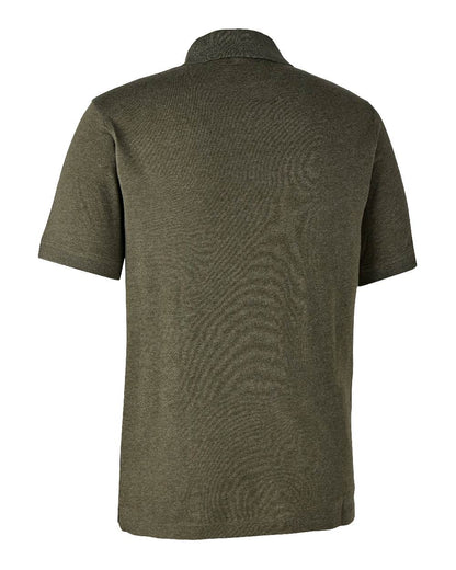 Adventure Green Melange coloured Deerhunter Gunnar Polo Shirt on white background #colour_adventure-green-melange