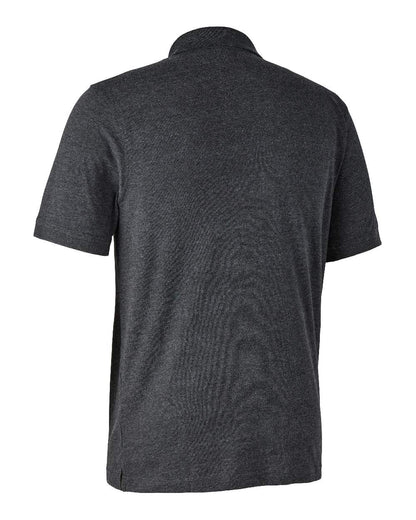 Dark Grey Melange coloured Deerhunter Gunnar Polo Shirt on white background #colour_dark-grey-melange