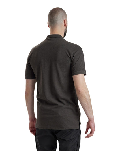 Dark Grey Melange Deerhunter Harris Polo Shirt on white background #colour_dark-grey-melange
