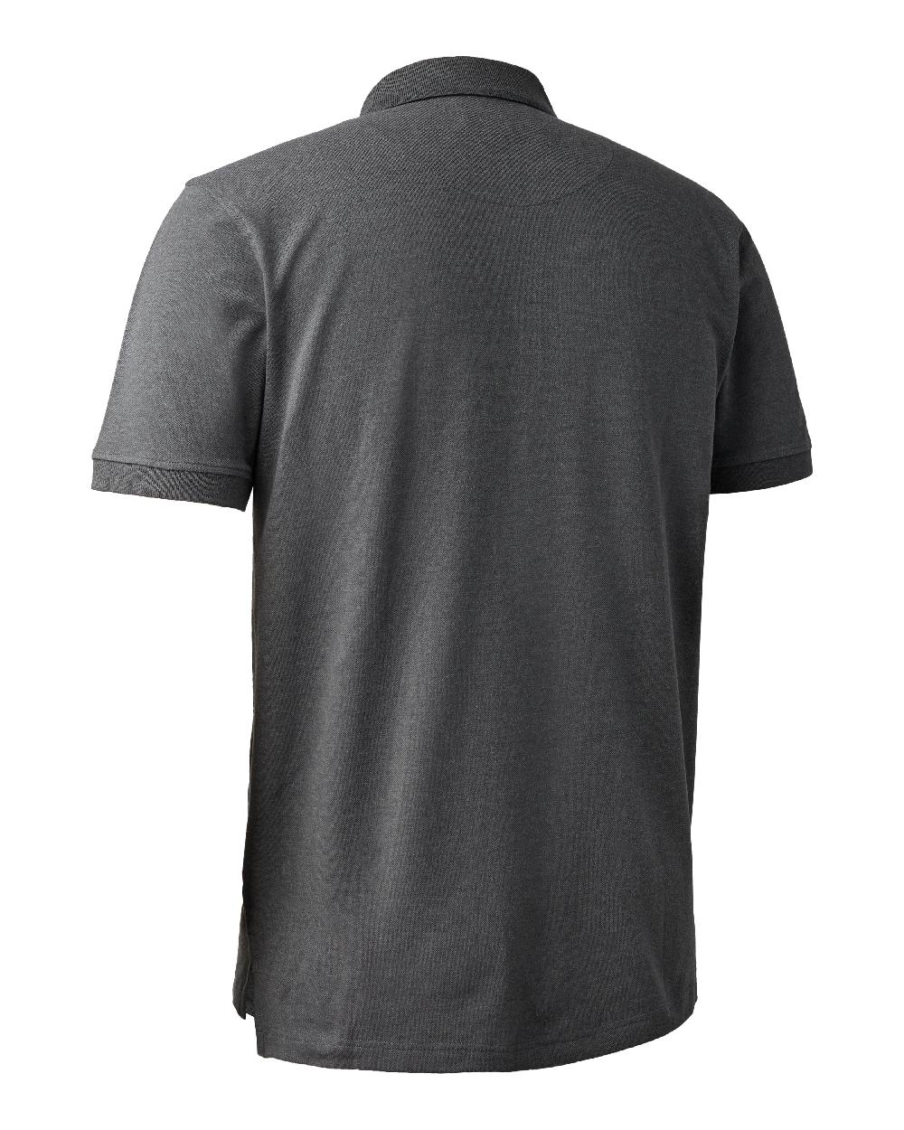Dark Grey Melange Deerhunter Harris Polo Shirt on white background #colour_dark-grey-melange