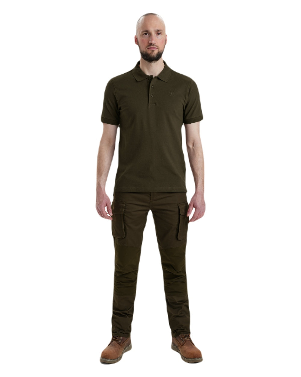 Deep Green Deerhunter Harris Polo Shirt on white background #colour_deep-green