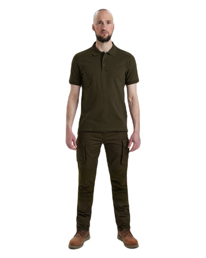 Deep Green Deerhunter Harris Polo Shirt on white background #colour_deep-green