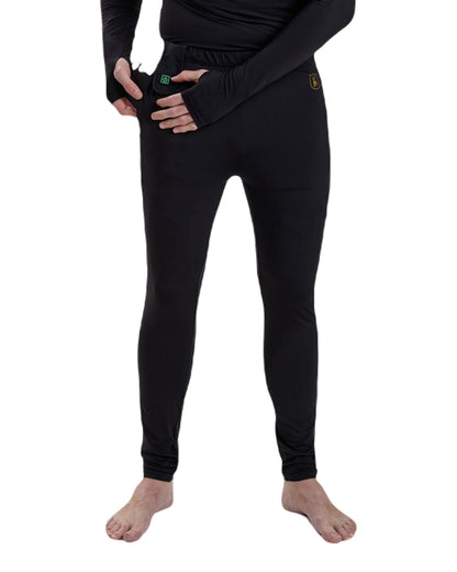 Black coloured Deerhunter Heat Long Johns on white background #colour_black